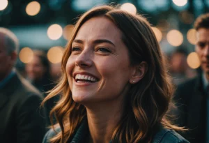 Смеющаяся женщина закрывает рот