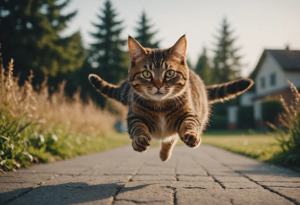 Кошка падает на лапы