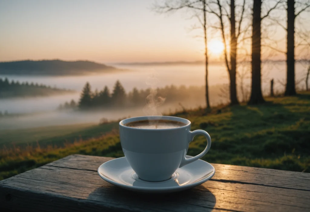 Утро чашка кофе рассвет