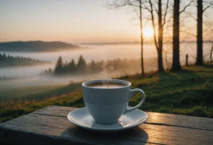 Утро чашка кофе рассвет