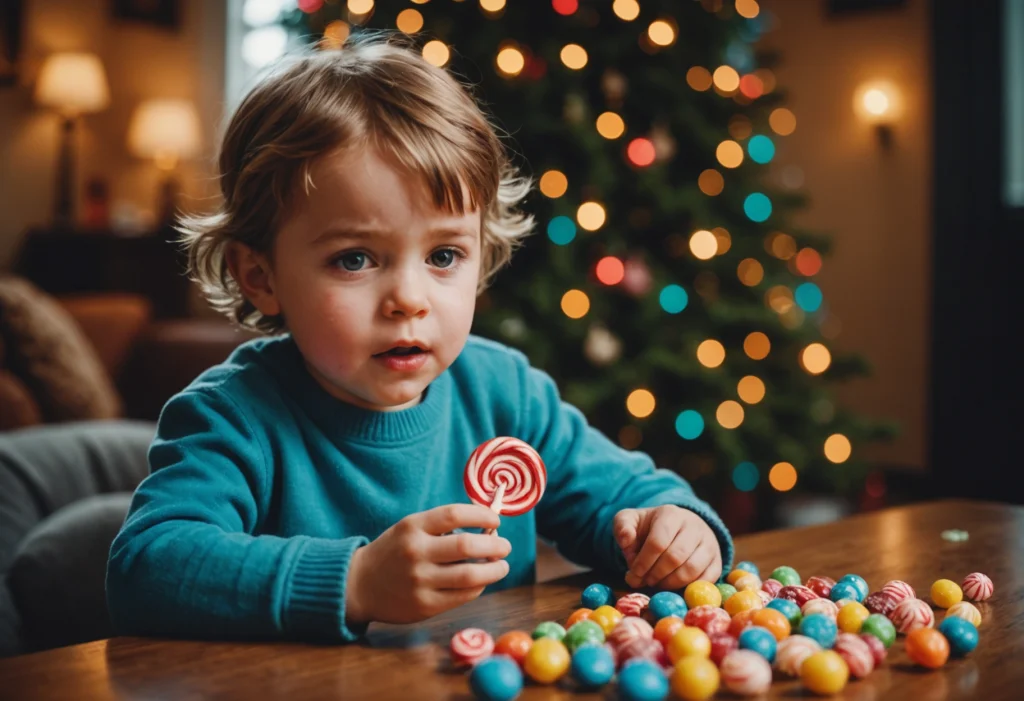 Ребенок ест конфету