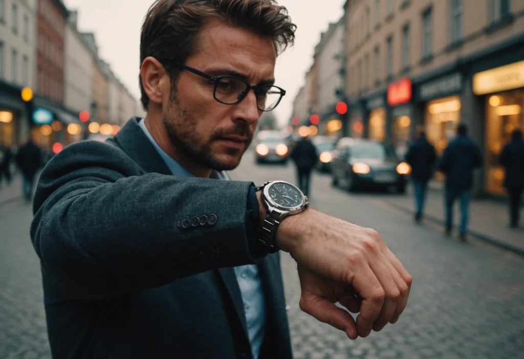 Человек смотрит на часы