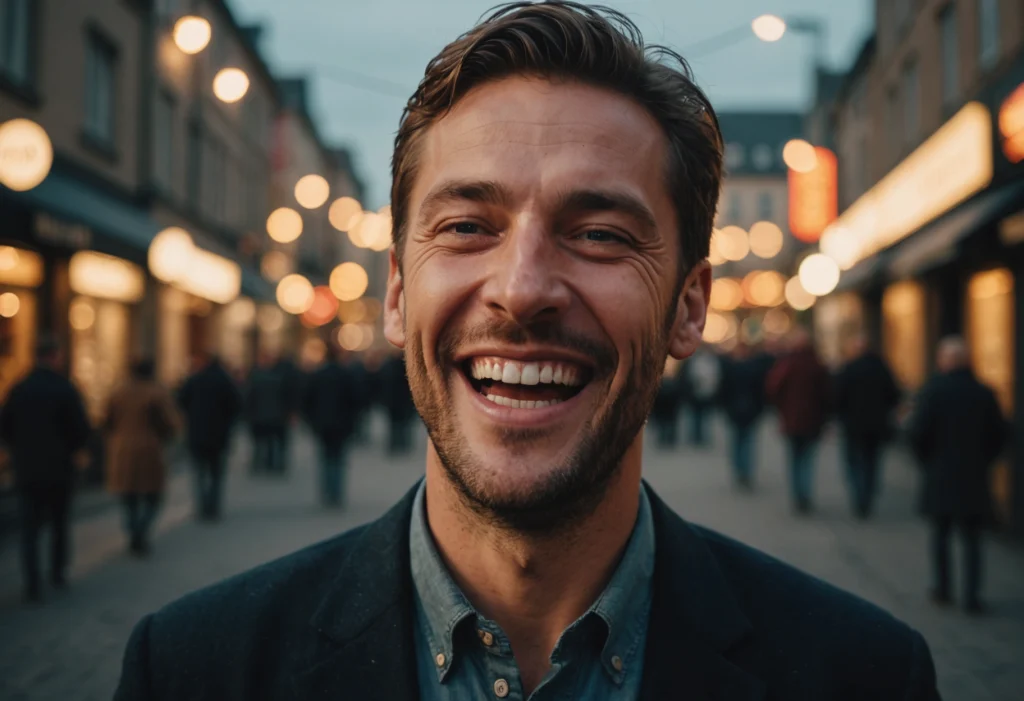 Человек смеется от души